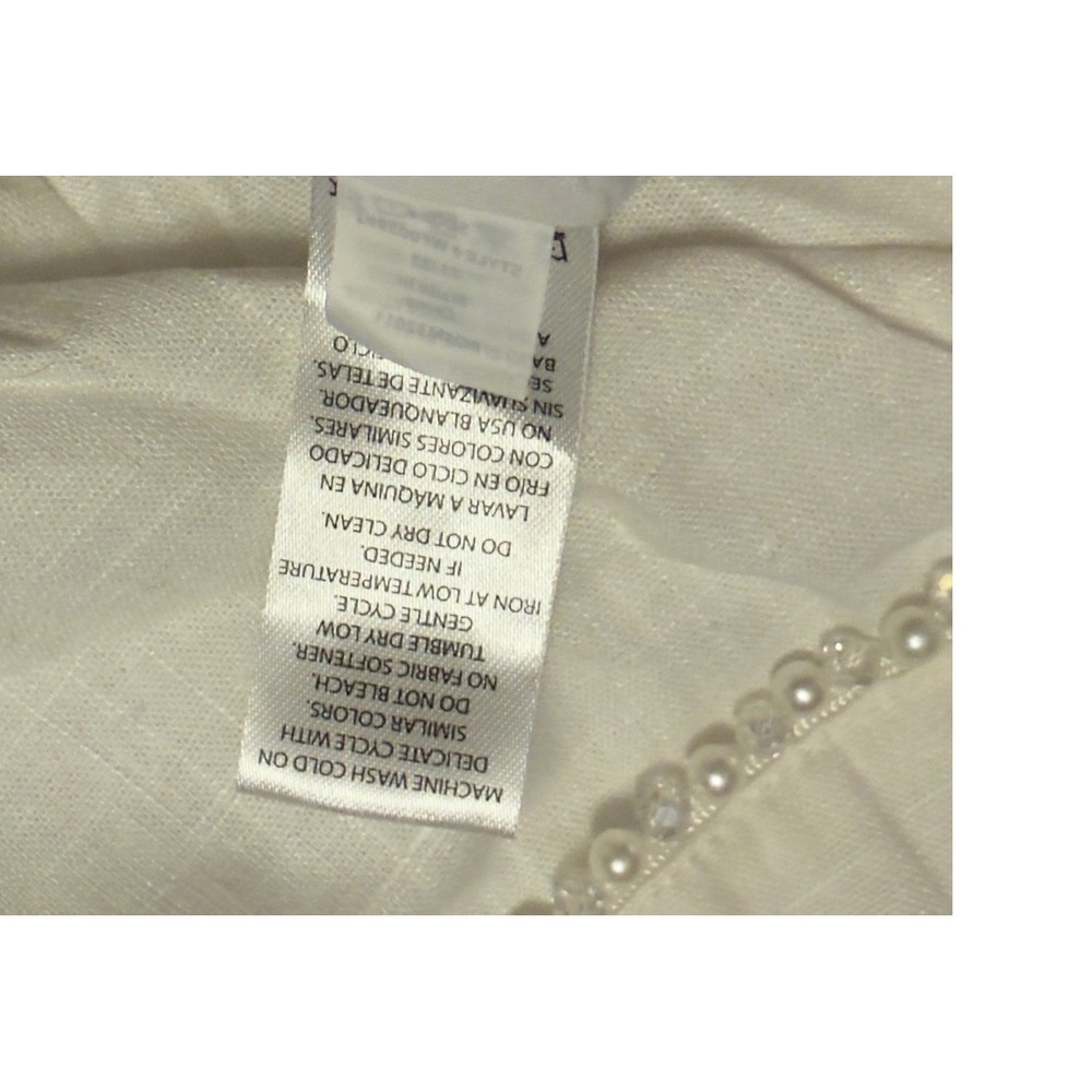 Wildfox Odessa White Linen Blend Pearl Trim Smocked Crop Top WF003992 Womens XL - Picture 6 of 7